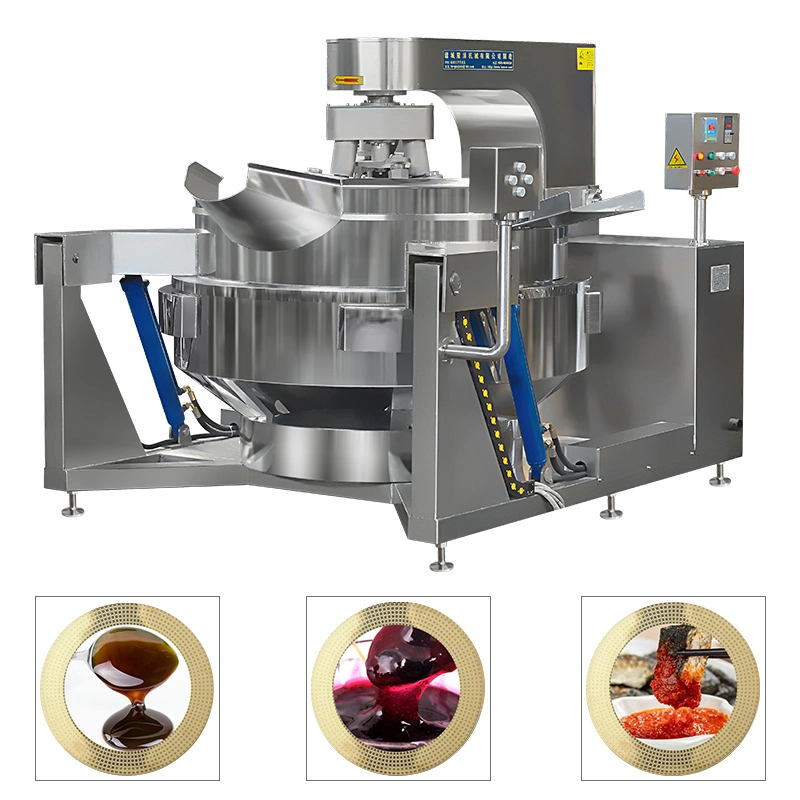 China Big Industrial Commercial Automatic Multi Planetary Tilting Curry Chili Bean Paste Mixing Making Electric Gas Steam Chicken Sauce Cooking Kettle