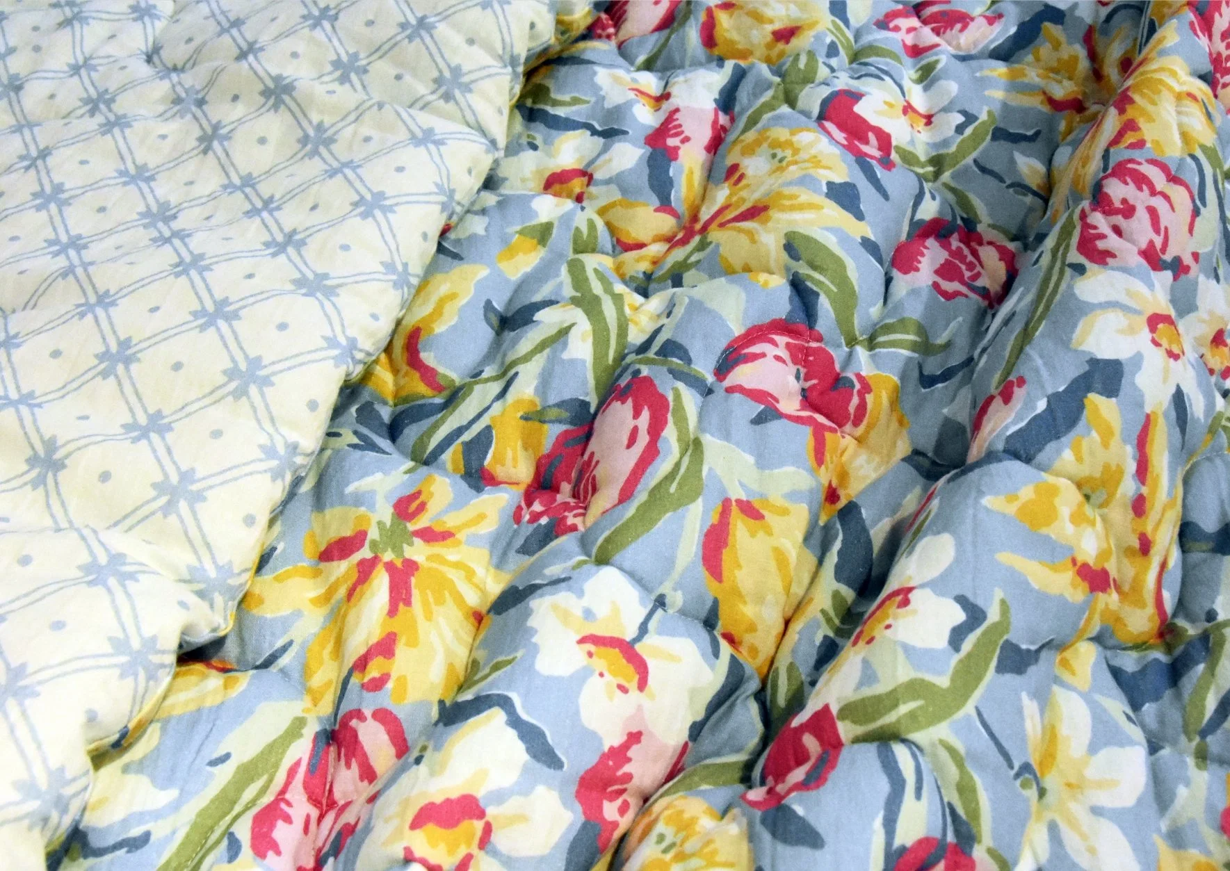 Flowers Design Cotton Printed Quilt Home Bed Comforter Set for Home Hotel