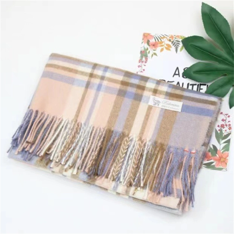 Factory Direct Supply Scarf & Warm Fashion Plaid Fringe Scarf