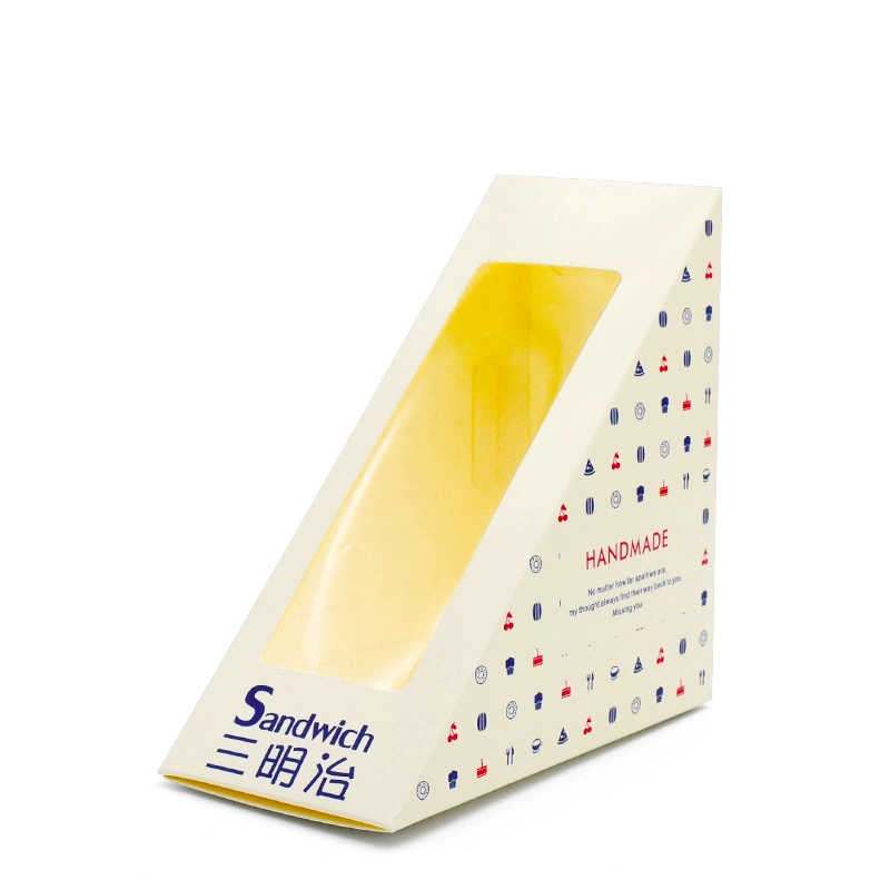 Triangle Shape Disposable Paper Sandwich Packaging Box with Window