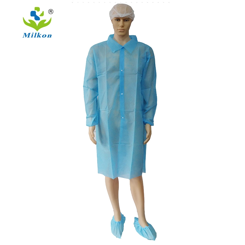 Wholesale/Supplier Nonwoven White Medical PP Cheap Disposable Surgery Lab Coats with Pockets