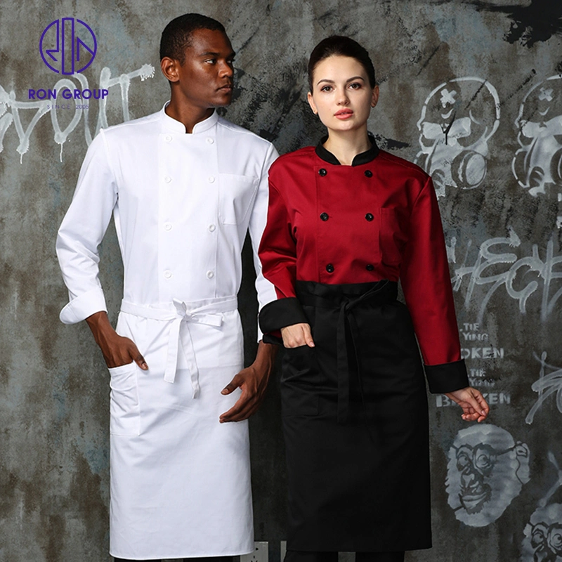 Customize Logo China Wholesale/Supplier Fabric Chef Jacket Uniform Long Sleeve Cotton Workwear Restaurant Waitress Waiter