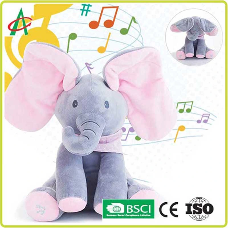 Les enfants de la musique de jouets éducatifs gris pour la vente en gros éléphant animal en peluche