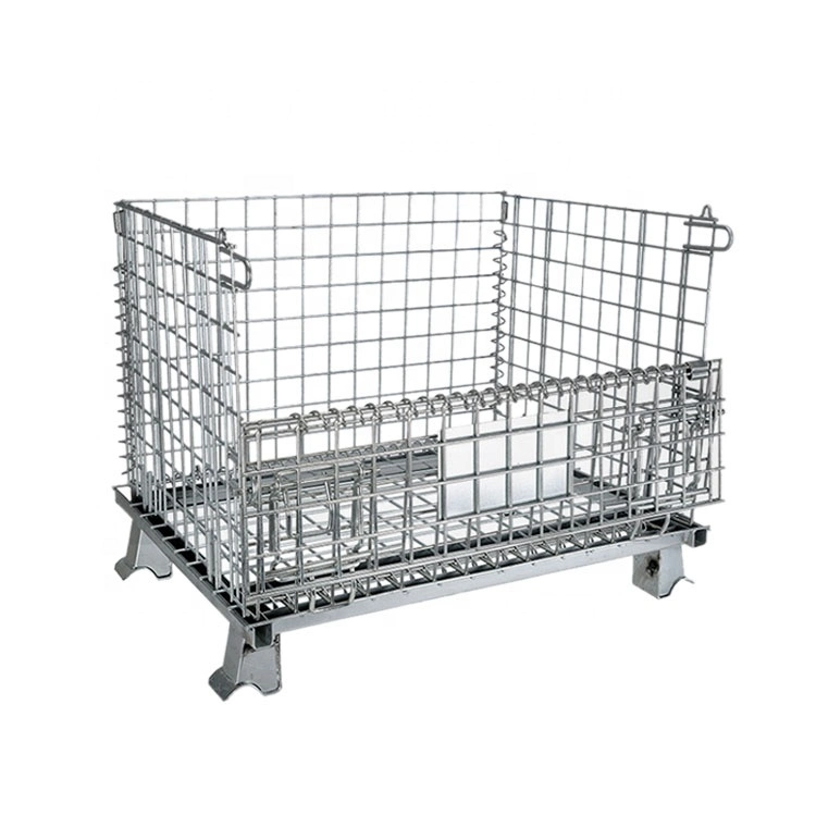 Heavy Duty Industrial Metal Stackable Wire Mesh Pallet Cage Foldable Steel Mesh Box Pallet