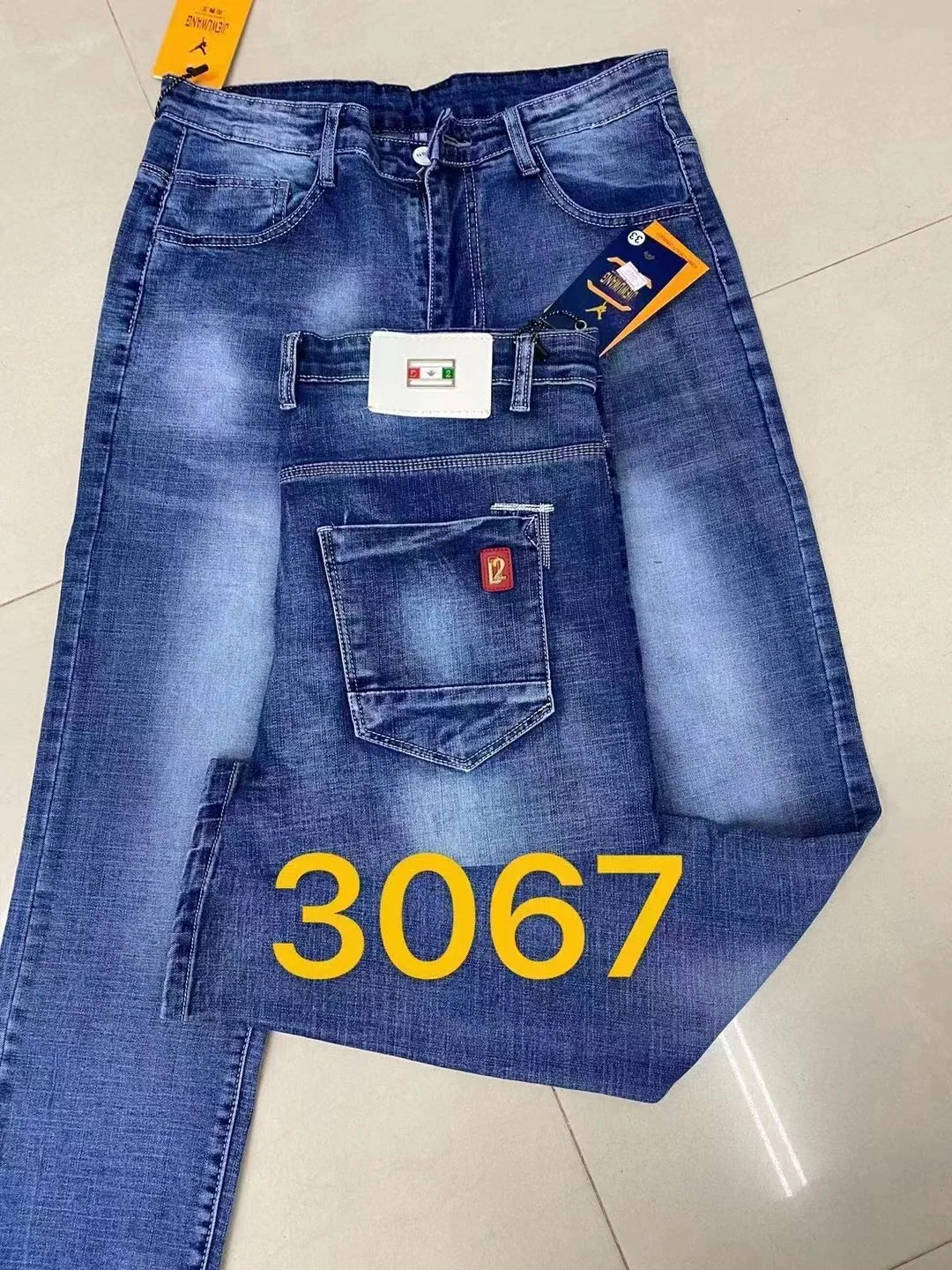 Local de estoque Skinny prensa para calças de ganga para mulher calças de ganga o logotipo personalizado Jeans Slim Fit jeans azul feminina