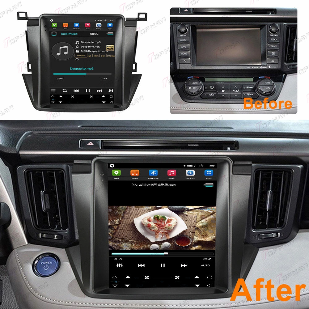 Android auto voiture DSP LECTEUR DVD pour voiture de l'écran Vertical Tesla de navigation GPS pour Toyota RAV4 2014 2018