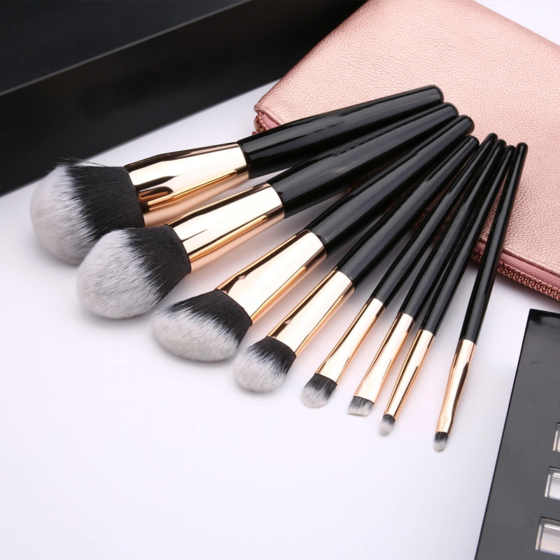 Professional Gradient Hair 8pcs Maquillaje Juego de cepillado Beauty Travel Maquillaje cepillo especial Fundación Ojo sombra creasa Concealer Lip Liner Cepillo para cejas