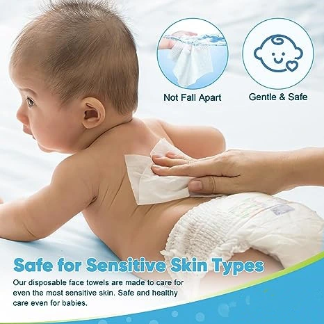 Serviettes nettoyantes pour le visage, chiffon biodégradable jetable pour le visage pour les peaux sensibles, tissu facial non pelucheux pour le nettoyage, les soins de la peau