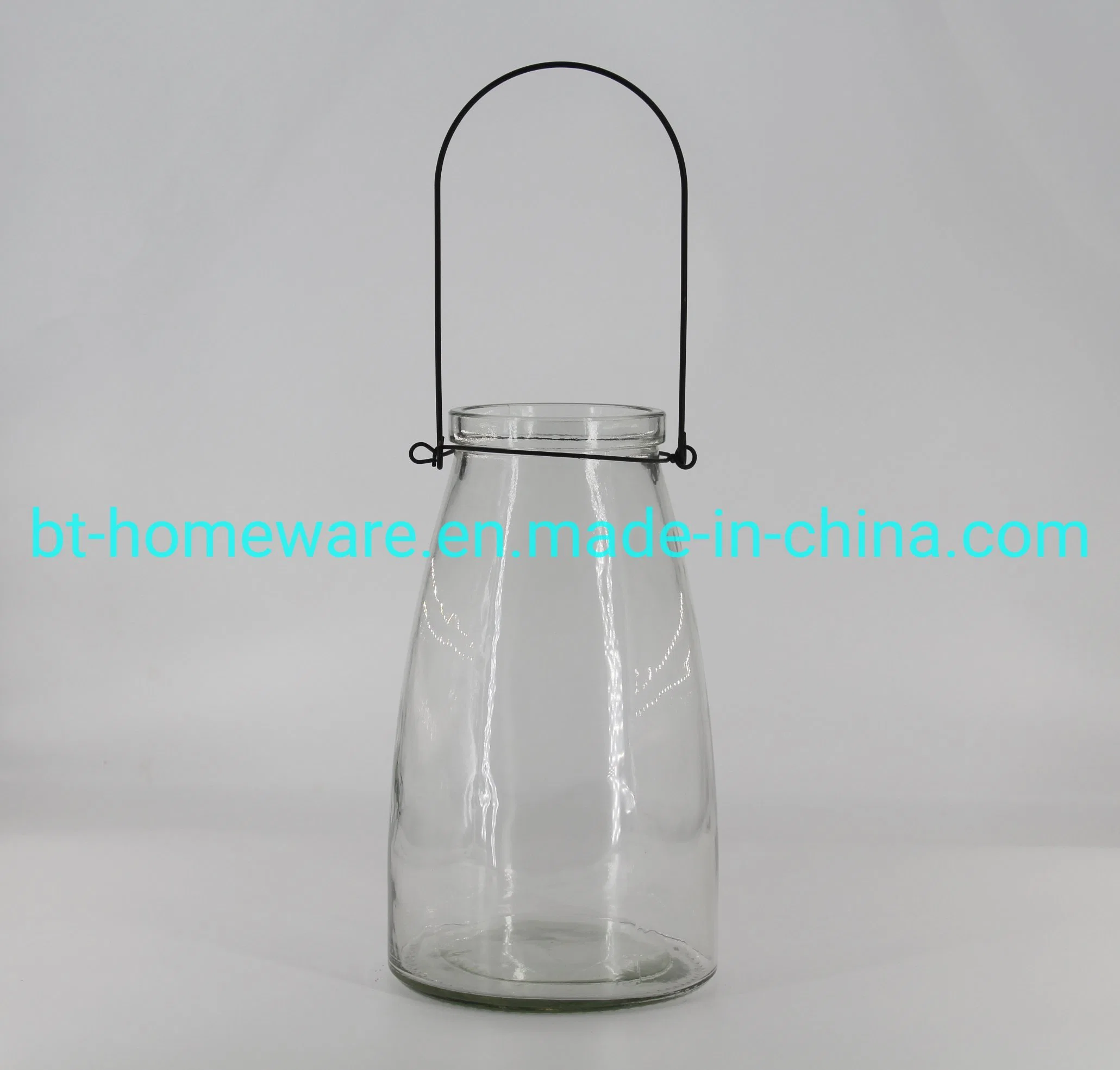 Hree Sizes Glass Hurricane Lamp/Vase with Handle and Color