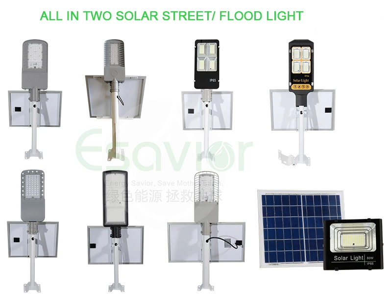 Todos em duas lâmpadas solares LED separadas / jardim / inundação / luz externa para iluminação rural com garantia do fabricante de 3 anos / certificados TUV-Sud / 50W ou potência máxima.