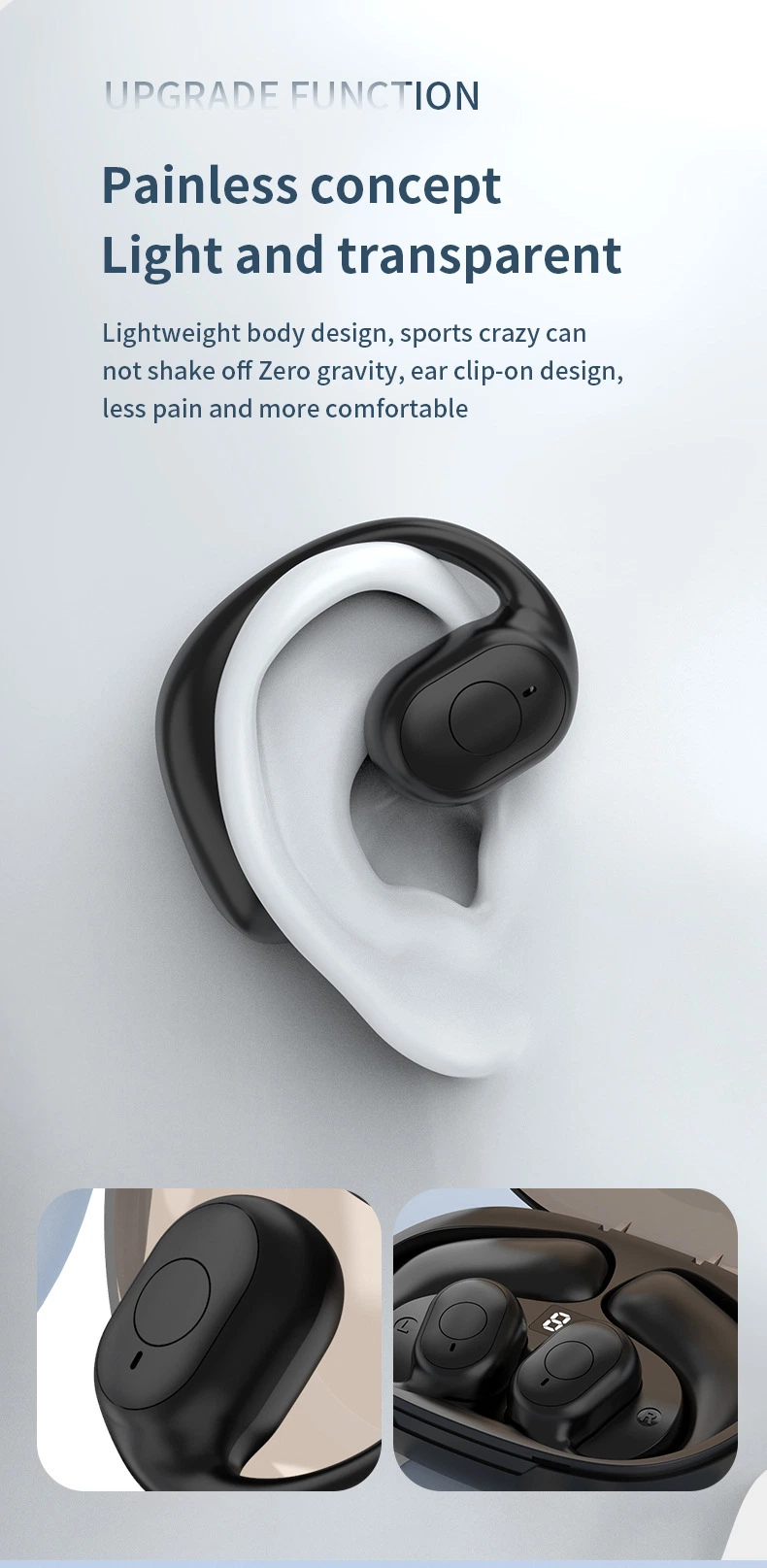 2023 مقبس سماعة رأس مع خطاف الأذن Bluetooth® جديد مع نظام التوجيه عبر الإنترنت (OWS) ومقابس أذن لاسلكية Pro Low Latency Noise Canceling Earpart سماعتَي الأذن Earphone