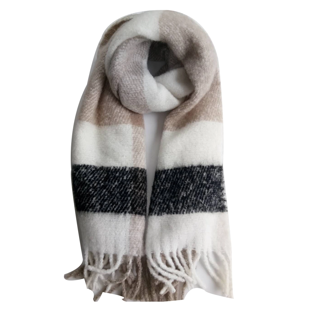 Lady Winter Warm Fashion Knitting Super Soft Woven Boucle Blanket Scarf