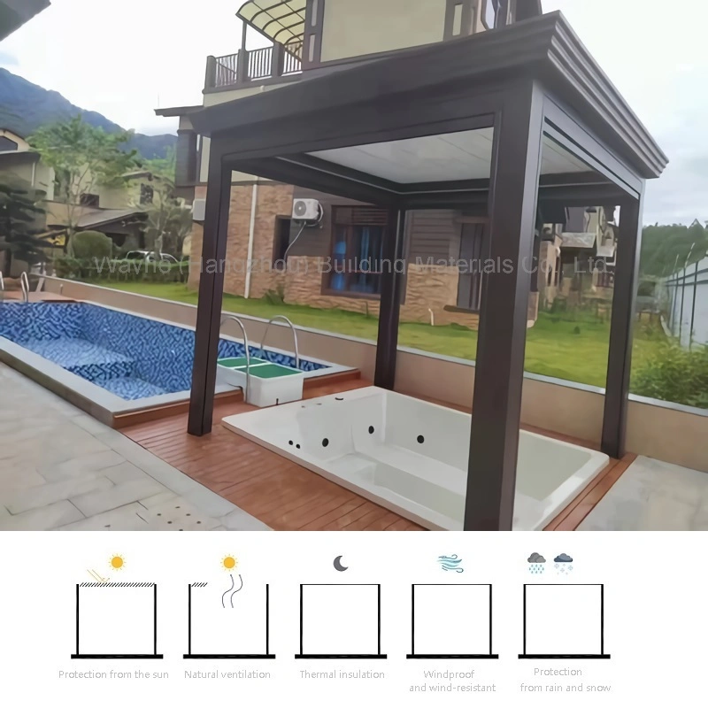 Gartenbau Aluminium-Lamellendach Bioklimatische Pergola Moderner Motorisierter Sonnenschutz Pavillon Im Freien