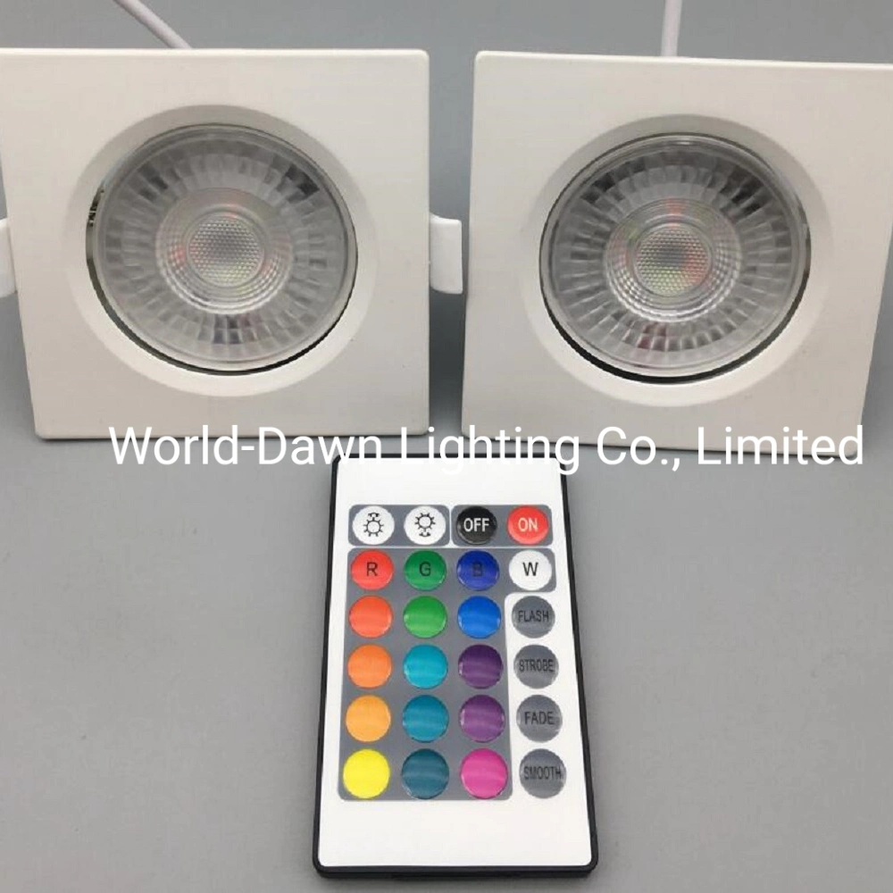 Hot Sale Recessed Round Square Indoor Blister Colour Packing SMD2835 Indoor Colorful RGB Down Controlled by Remote or Switch Light LED Spot Light