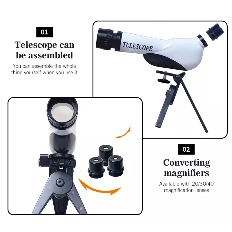 Tombotoys Atacado School Telescope Educação científica Criança binóculos Hobby Kids Telescópio Astronómico plástico Toy