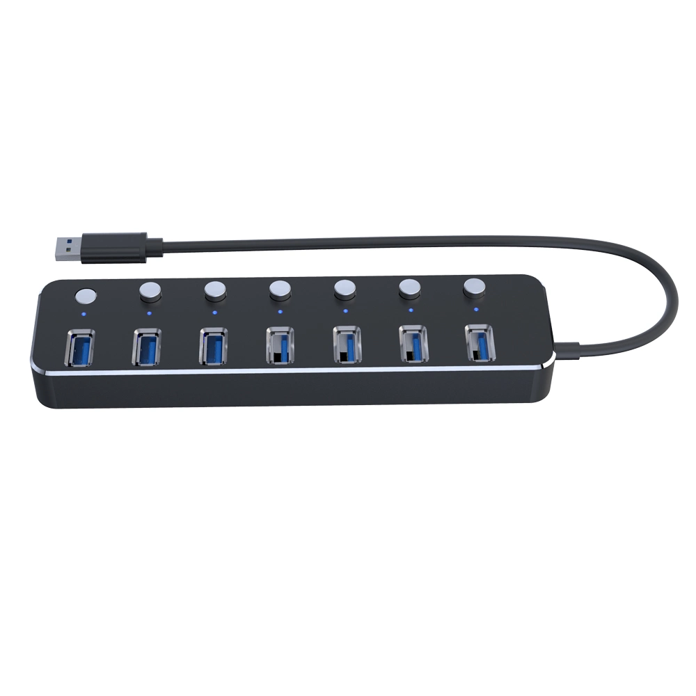 Wholesale/Supplier Aluminum 7 Port USB 3.0 Hub with Separate Switch