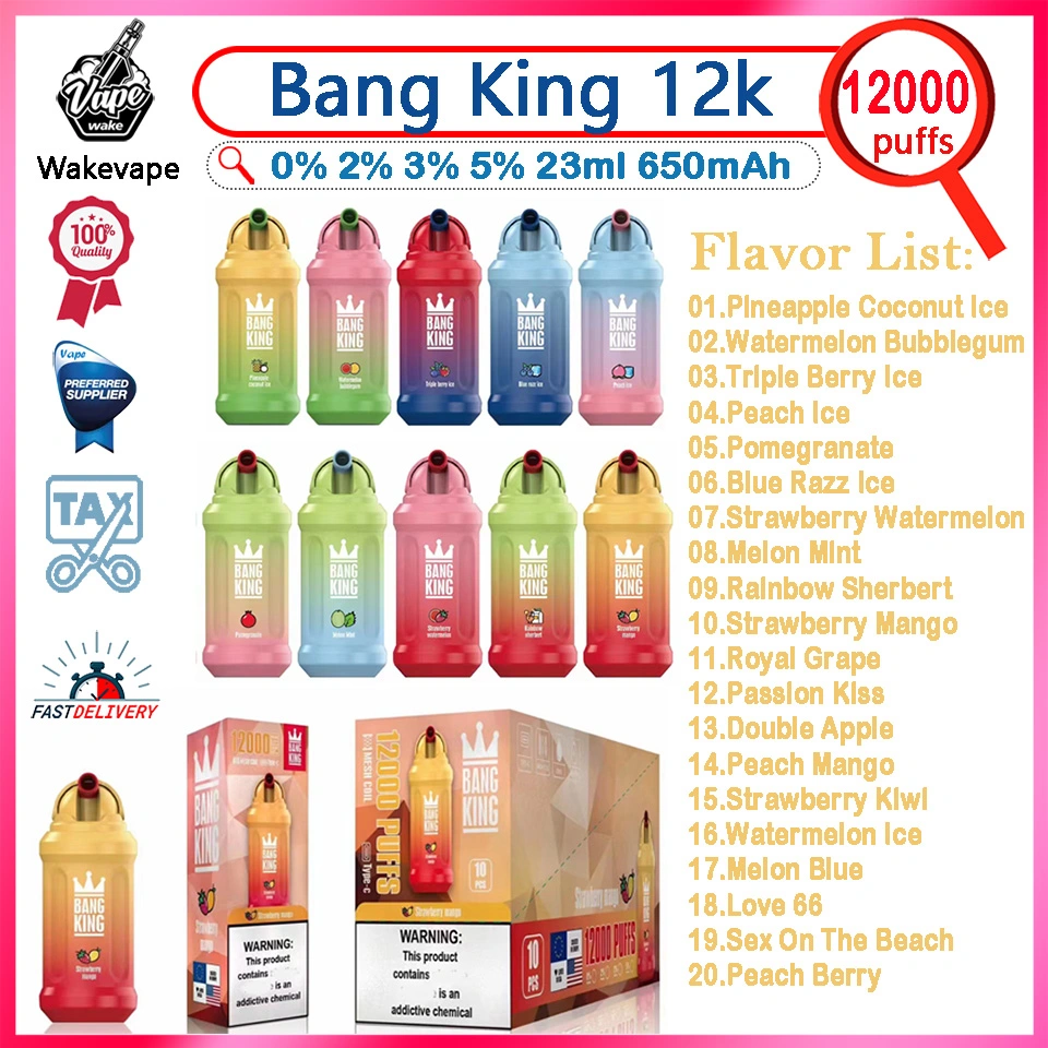 Authentic Bang King 12000 Puff Disposable/Chargeable Vapes Pen 12K Puffs Vape