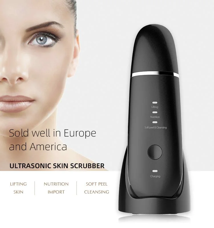 Ultrasonic Face Skin Scrubber USB Rechargeable Facial Cleaner Vibration Blackhead Removal Exfoliating Pore Cleaner Skin Scrubberh