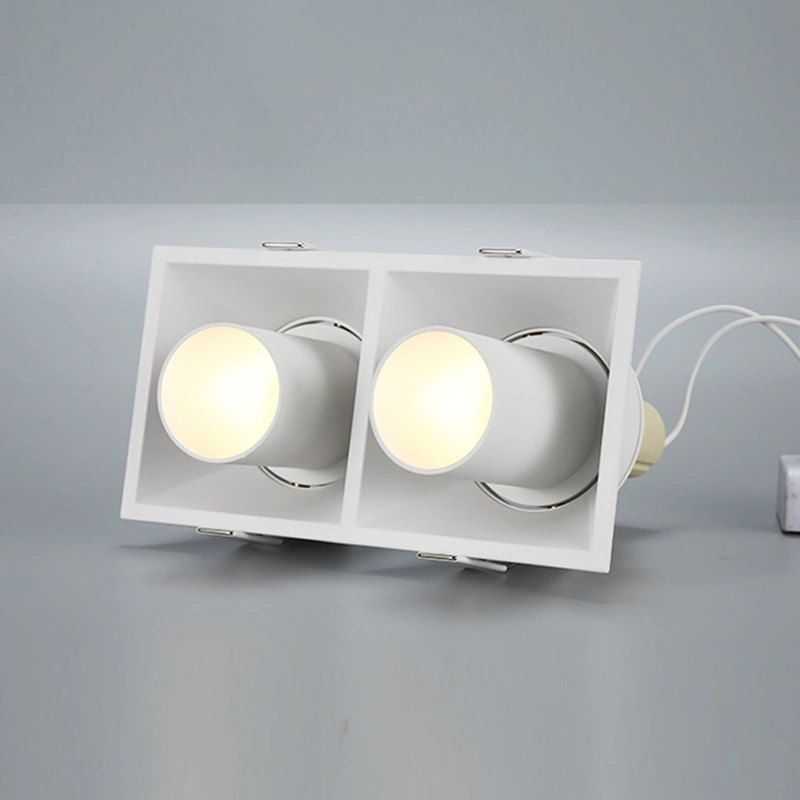 Cabezal móvil ajustable LED empotrable doble foco Downlight LED cuadrado Luz