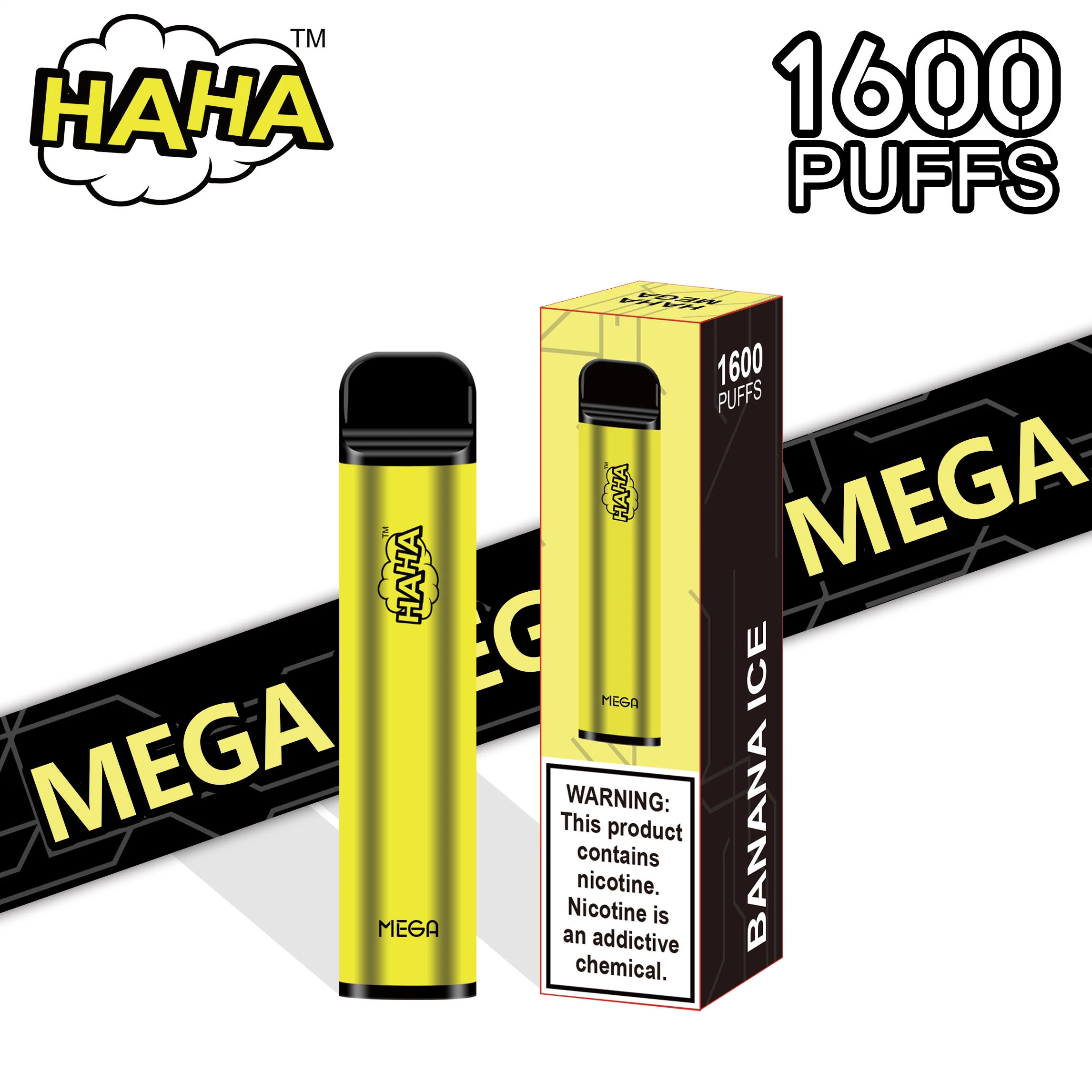 OEM Factory Haha Mega 1600 Puffs Vape Bar Pod Disposable/Chargeable Vape Electronic Cigarette