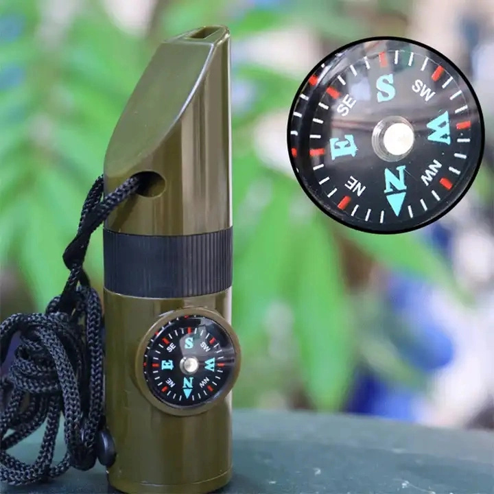 Multifunctional Four in One Outdoor Appliance Compass Portable Magnifying Glass Emergency Whistle