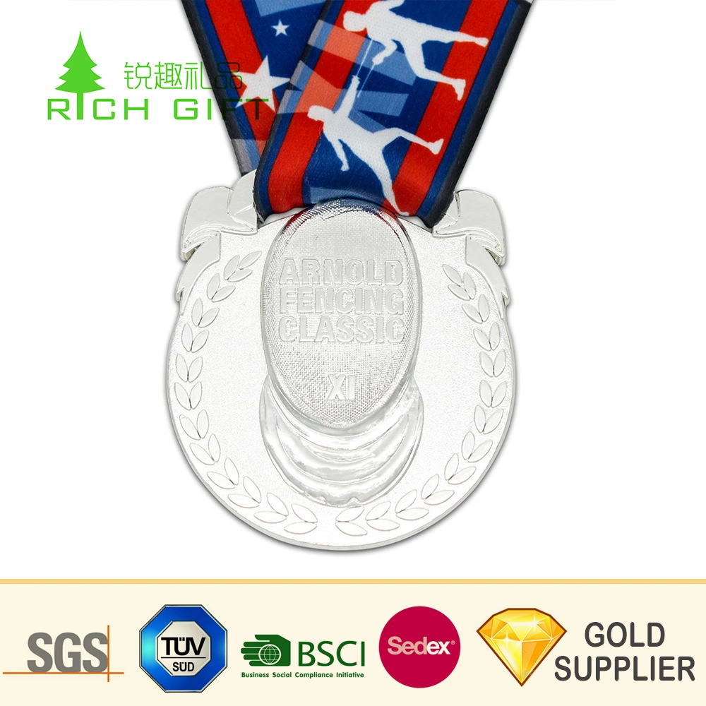 Unique Design Custom Metal Embossed 3D Silver Plated 3K 5K 10K Running Medals for Race Events