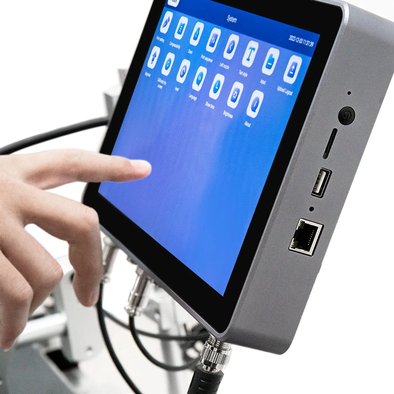 10 pouces LCD Touch Screem Imprimante de codage à jet d'encre thermique en ligne pour l'impression de film rétractable