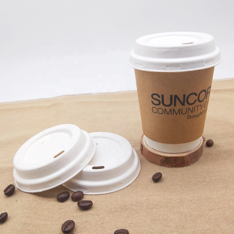 Beverage Cup Paper Lid Eco-Friendly Food Grade 80mm 90mm Bagasse Coffee Cup Lid