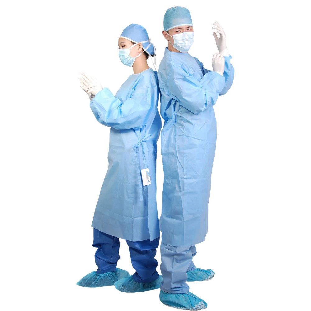 Vestuário hospitalar batas de paciente Spubbond PP vestido cirúrgico descartável