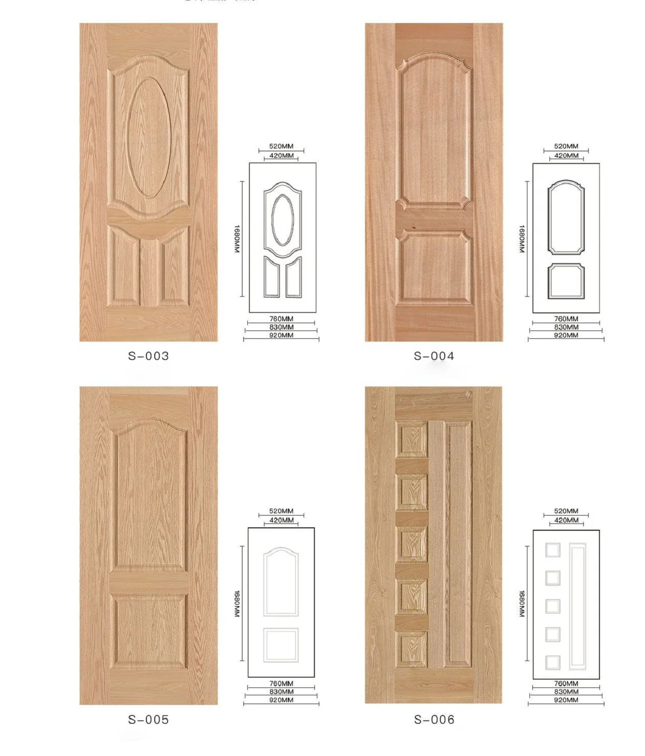 Nature Wooden Suppliers in China Solid Wood Veneer HDF Door Skin