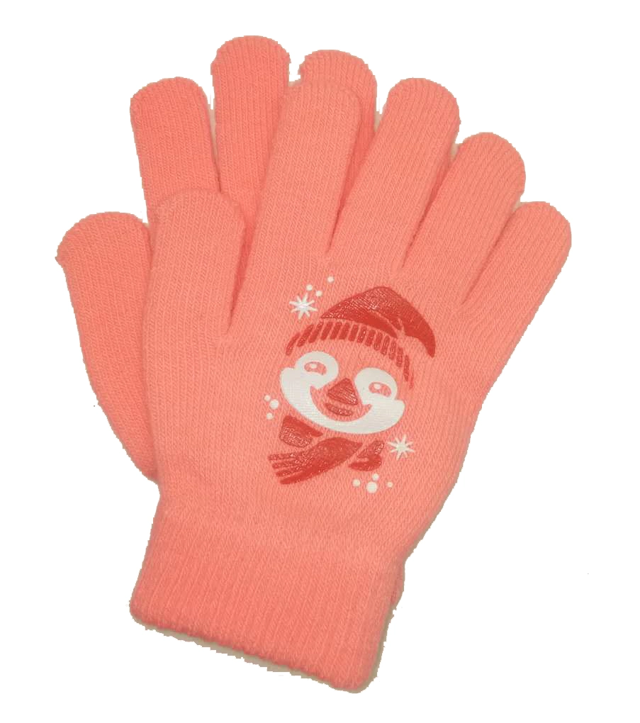 Children Winter Warm Fashion Knitting Magic Glove with Snowman Gripper Printing