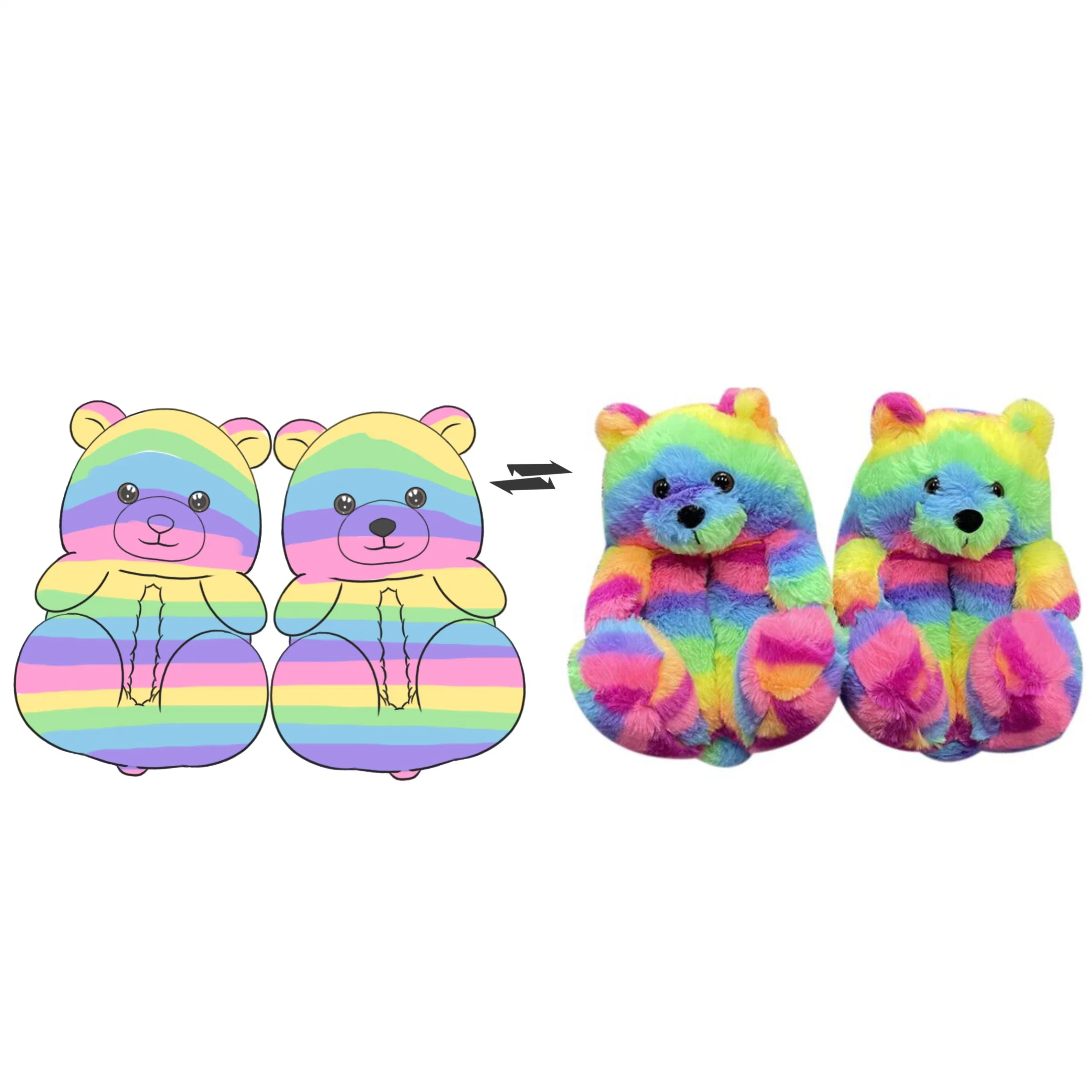 Fast Shipping Teddy Bear Slipper Comfortable House Fur Shoes Girls Woman Slippers Slides