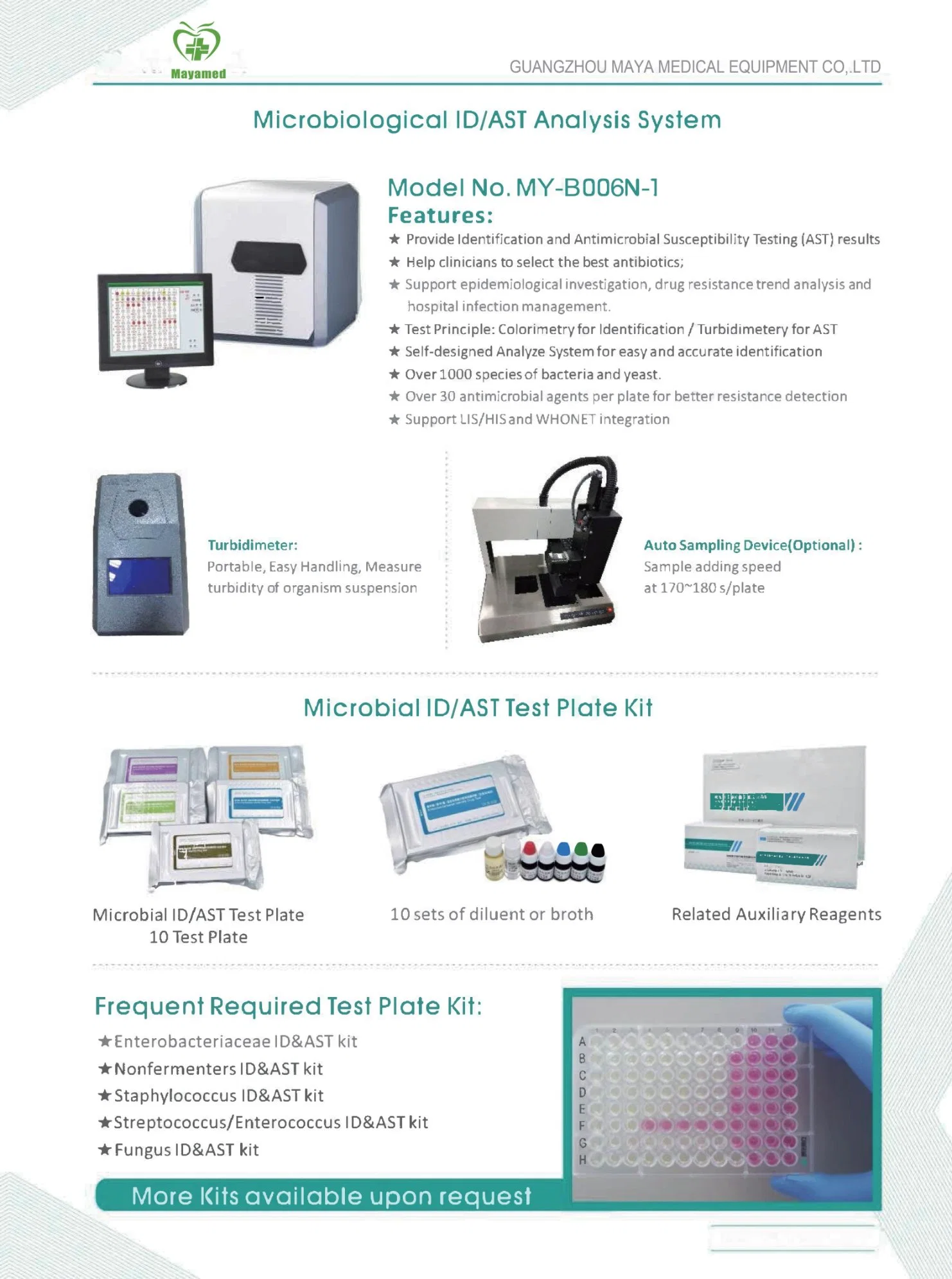 My-B006n-1 Medical Equipment Microorganism Identification and Antimicrobial Susceptibility Test System Analyzer