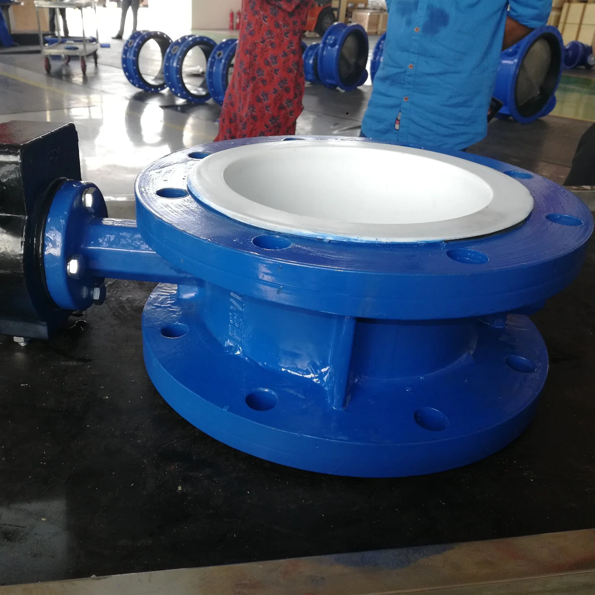 PTFE Lined Seat U Section Flanged Butterfly Valve DIN2501 Pn10/Pn16 ASME B16.1 150lb JIS B2220 10K