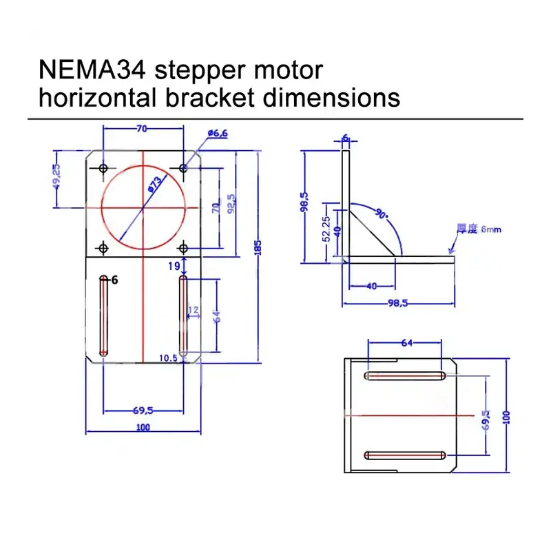 Instalação fixa do suporte do motor servo-passo em forma de L 42/57/60/80/86/110/130 horizontal