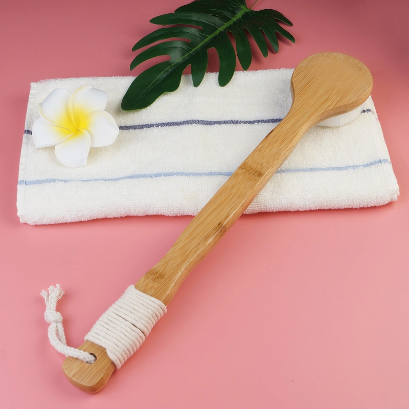 Bamboo Wood Dry Body Brush Natural Color Soft Long Handle Bath Brush