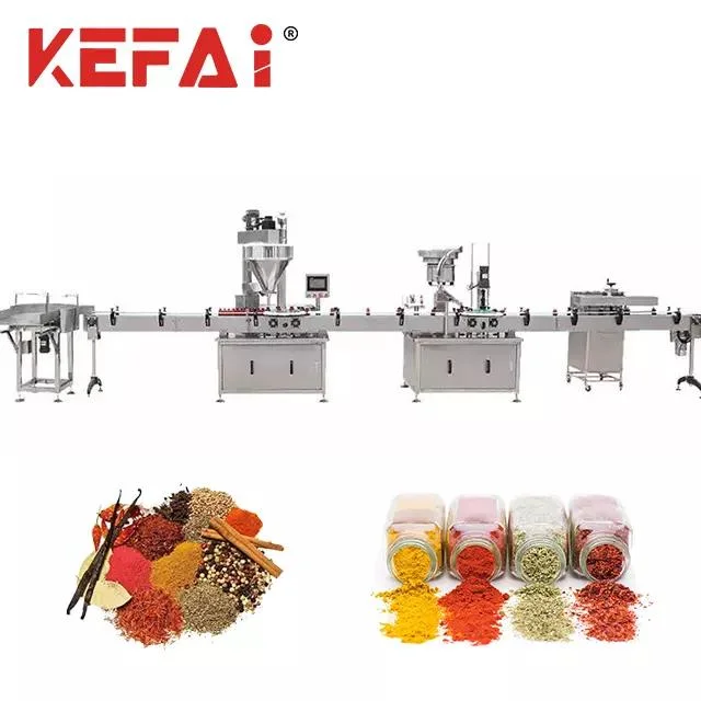 Kefai Automatic Auger Milk Powder Granule Aluminum Tin Can Jar Cup Masala Fish Bottle Filling Capping Cap Induction Sealing Canning Coding Machine