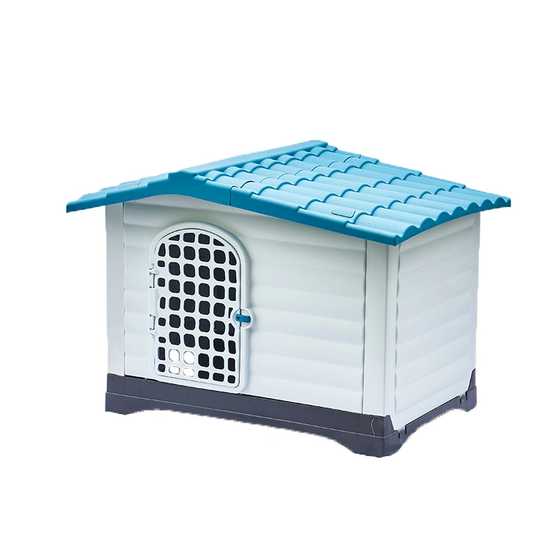 Casinha de cachorro de plástico moderna, à prova d'água, destacável e personalizada para uso ao ar livre, com porta.