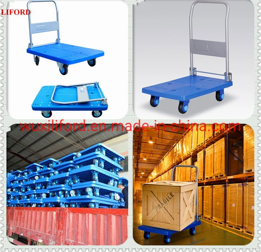 300kg Load Foldable Four Wheel Plastic Platform Mute Trolley