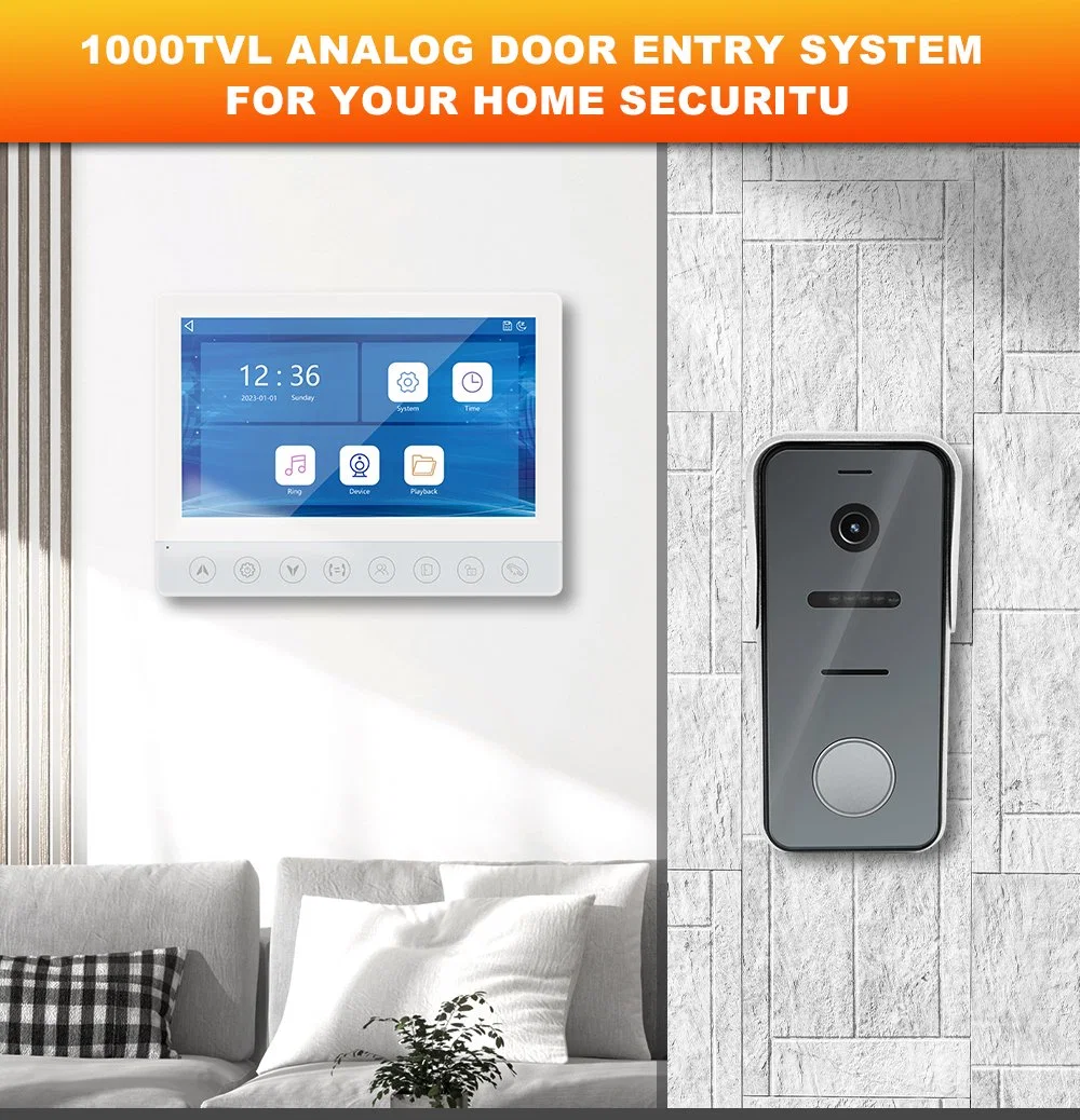 Promotion Multi-Language OSD Menu Silver 2 Wire Video Intercom for Villa House