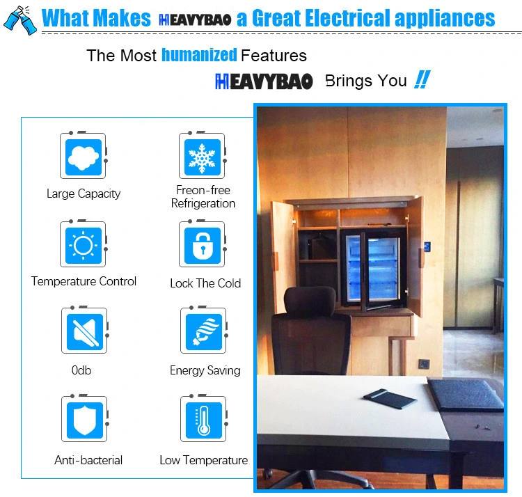 Heavybao 32L Mini Refrigerador Puerta de Vidrio Minibar Refrigerador para el Hogar