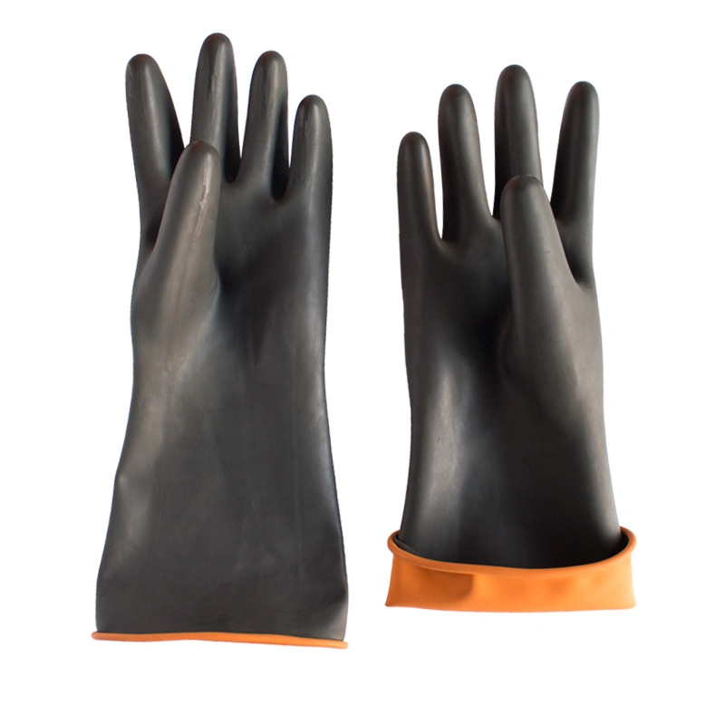 Guantes de látex negro Guantes industriales químicos resistentes a ácidos y álcalis Guante resistente al desgaste resistente al agua