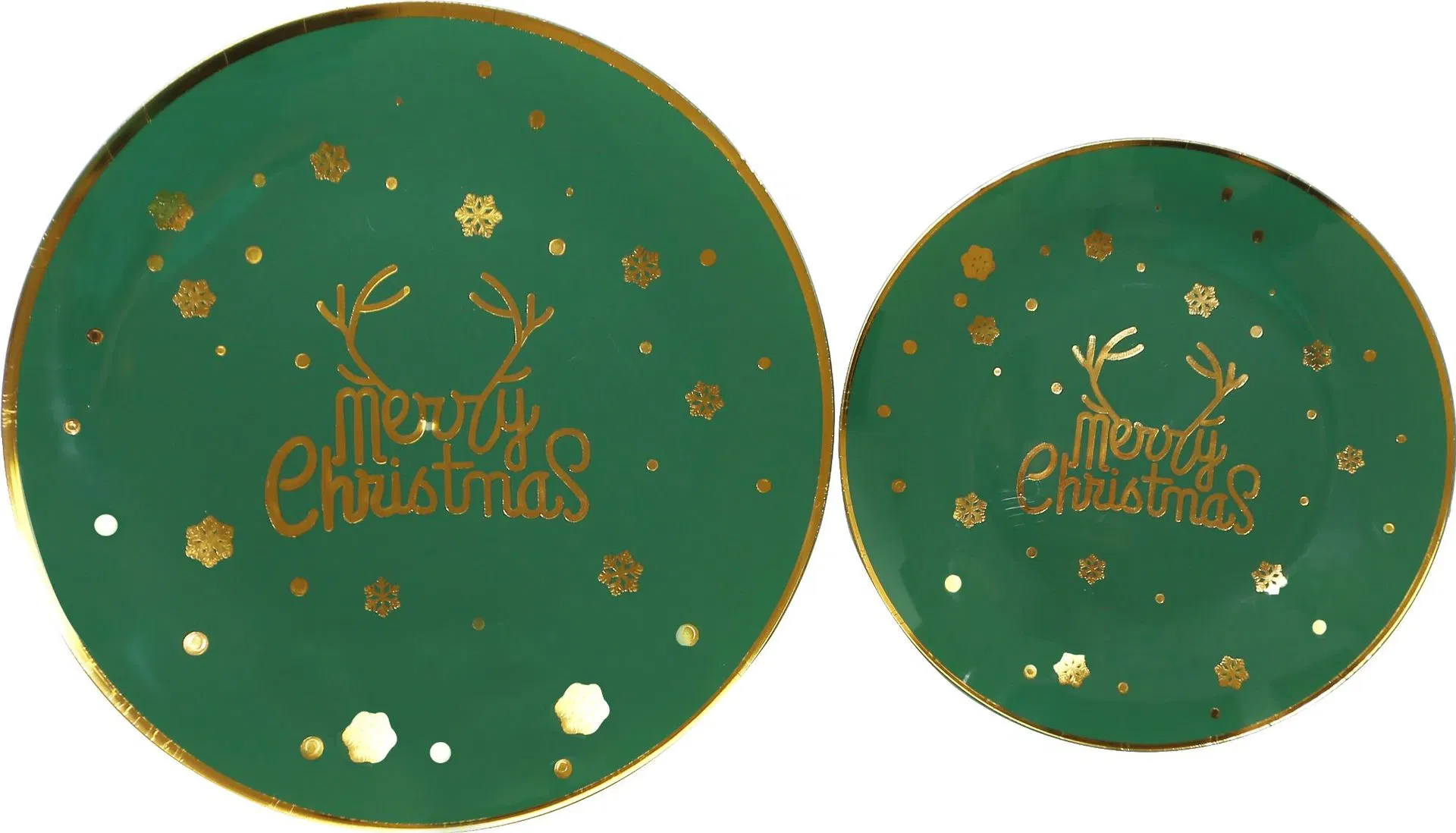 Wholesale/Supplier Golden Color Christmas Plastic Disposable Round Plate for Party