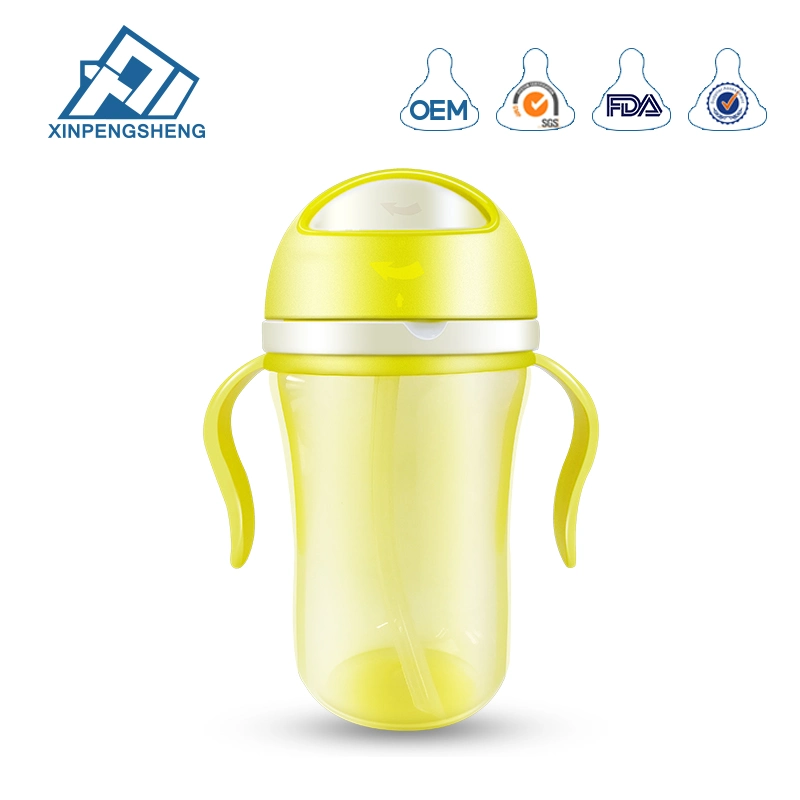 BPA Free Plastic Water Bottles Flip-Lid Straw Cup