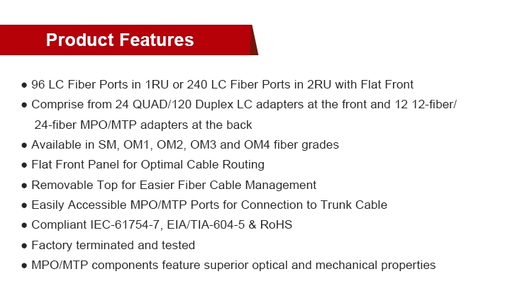 Fiber Optic Cable Assemblies Manufacturer Supply Low Price ODF Fiber Optic Distribution Patch Panel 96 48 32 24 12 6 Port