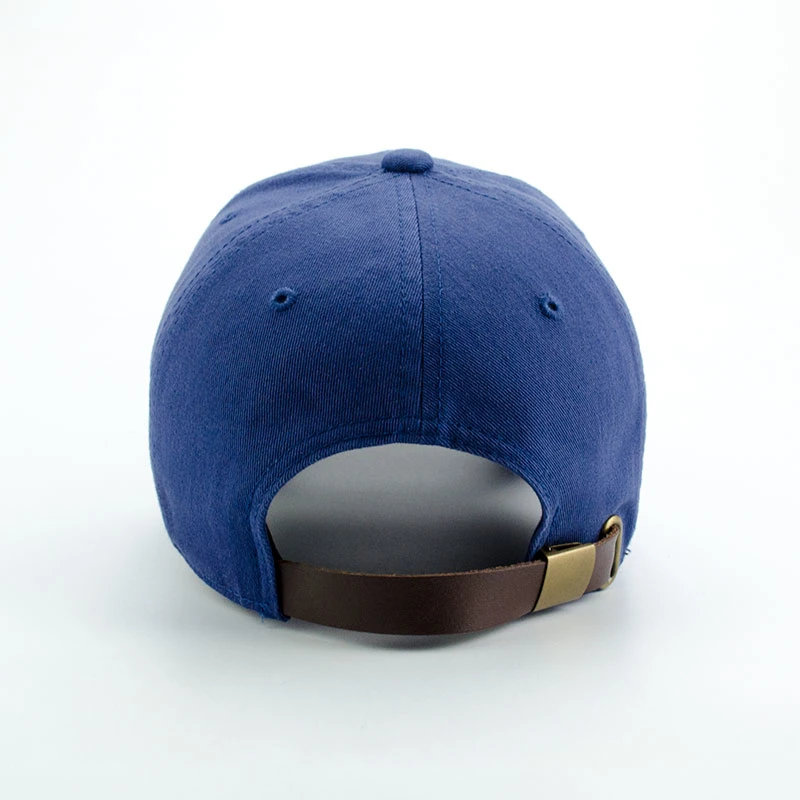 Twill Cotton Baseball Cap with 3D Embroidery and Leather Back Closure Fashion Golf Sports Hat