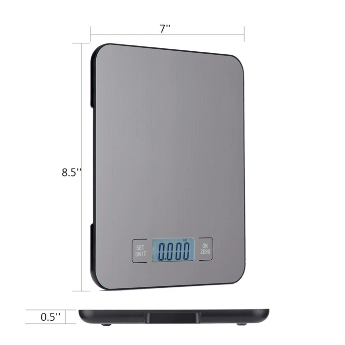 Zhongshan ODM Stainless Steel Platform Digital Kitchen Weighing Scale with Hanging Hole