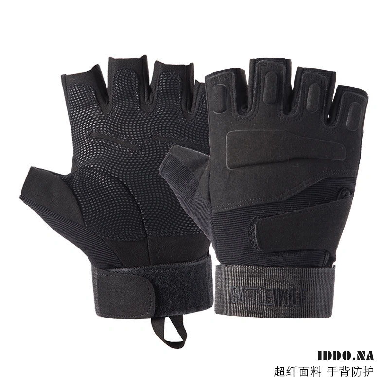 Tactical Safety Open Sports Work Fingered Outdoor Knuckle Motorcycle Microfiber Gloves