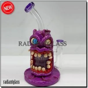 Height 9.8 Inches 3D Hand Painting Glass Smoking Water Pipe in Stock Wholesale