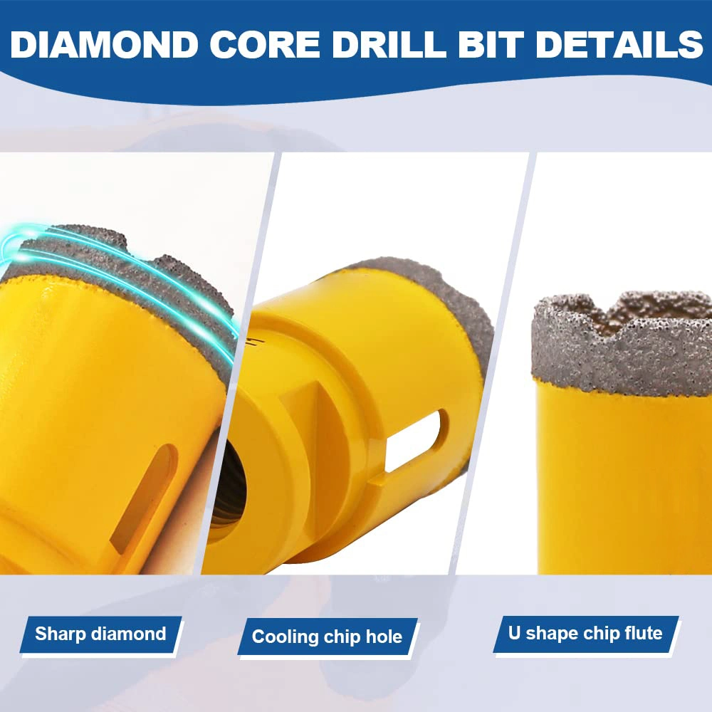 Diamond Drill Bits Kit with for Porcelain Tile Ceramic Marble Brick Concrete Vacuum Brazed Hole Saw 6/8/10/16/20/25/32/50mm+10mm Finger Bits+SDS Shank Adapter